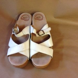 Dansko White Leather Sandals Wedge